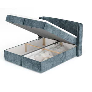 Modrá boxspring posteľ s úložným priestorom 160x200 cm Passion – Maison de Rêve