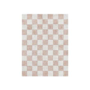 Svetloružový/krémovobiely prateľný/ručne tkaný bavlnený koberec 120x160 cm Kitchen Tiles Rose – Lorena Canals