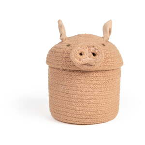 Svetloružový látkový detský kôš na hračky ø 17x15 cm Mini Peggy the Pig – Lorena Canals