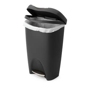 Čierny pedálový plastový odpadkový kôš 50 l Brim – Umbra