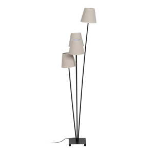 Čierna/krémovobiela stojacia lampa s textilným tienidlom (výška  144 cm) – Ixia