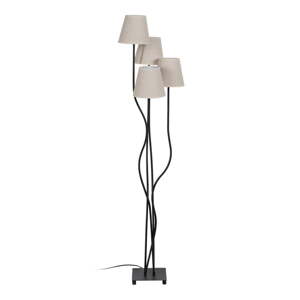 Čierna/krémovobiela stojacia lampa s textilným tienidlom (výška  138 cm) – Ixia
