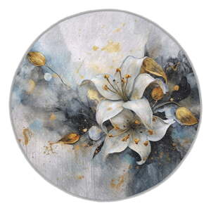 Modrý/sivý prateľný okrúhly koberec ø 100 cm Golden Lilly – Mila Home