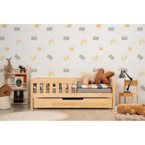 Detská posteľ s výsuvným lôžkom s úložným priestorom s roštom 80x190 cm v prírodnej farbe CP – Adeko