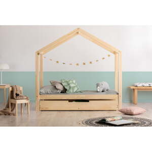 Domčeková/s výsuvným lôžkom detská posteľ s úložným priestorom s roštom 140x200 cm v prírodnej farbe RM – Adeko