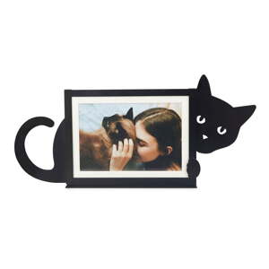 Čierny kovový stojací rámček 36x16 cm Hidden Cat – Balvi