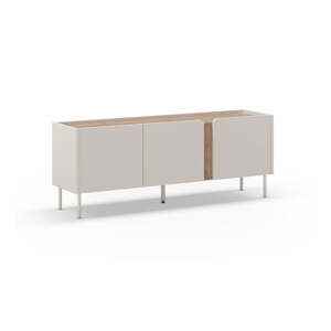 Krémovobiely/v prírodnej farbe TV stolík v dekore duba 140x53x35 cm Lucile – Marckeric