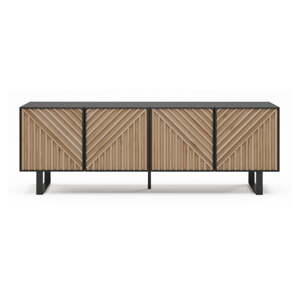 Čierny/v prírodnej farbe TV stolík v dekore duba 161x55x35 cm Alana – Marckeric