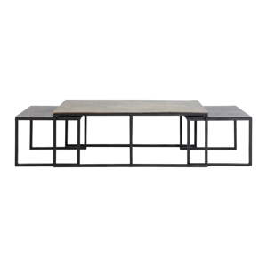 Čierne/v bronzovej farbe kovové konferenčné stolíky v súprave 3 ks 50x120 cm Kumalu – Light & Living