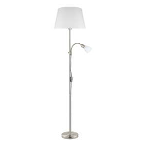 Sivá stojacia lampa so skleneným tienidlom/s textilným tienidlom (výška  170 cm) CONESA – EGLO