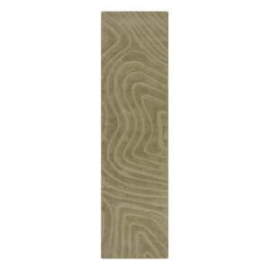 Kaki ručne tkaný vlnený behúň 60x230 cm Mesmerise Sage – Flair Rugs