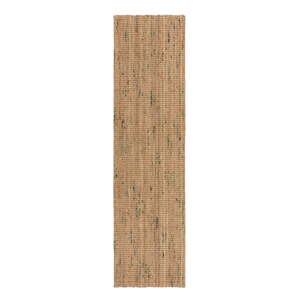 Obojstranný ručne tkaný jutový behúň v zeleno-prírodnej farbe 60x300 cm Jute Boucle Green – Flair Rugs