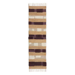 Ručne tkaný behúň s prímesou juty vo fialovo-prírodnej farbe 60x230 cm Medina Blocks – Flair Rugs