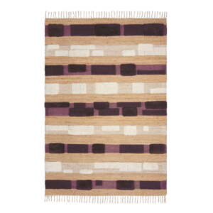 Ručne tkaný koberec s prímesou juty vo fialovo-prírodnej farbe 160x230 cm Medina Blocks – Flair Rugs