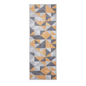 Prateľný koberec v okrovožltej a sivej farbe 61x170 cm Coral Yellow&Grey – Think Rugs
