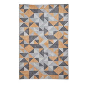 Prateľný koberec v okrovožltej a sivej farbe 61x120 cm Coral Yellow&Grey – Think Rugs