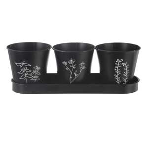 Kovové kvetináče v súprave 3 ks  na bylinky ø 11 cm Black – Orion