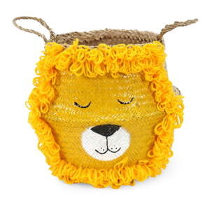 Žltý/v prírodnej farbe detský kôš na hračky z morskej trávy ø 30x28 cm Lion – Compactor