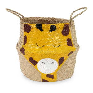 Žltý/v prírodnej farbe detský kôš na hračky z morskej trávy ø 30x28 cm Giraffe – Compactor