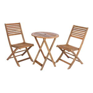 Záhradná jedálenská súprava z masívu akácie v prírodnej farbe pre 2 osoby Ibarra – Garden Pleasure