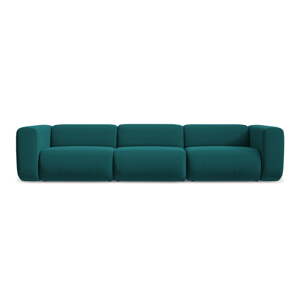 Tyrkysovomodrá zamatová pohovka 319 cm Ekahi – Makamii