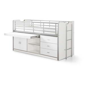 Biela vyvýšená detská posteľ s úložným priestorom s roštom 90x200 cm Bonny – Vipack