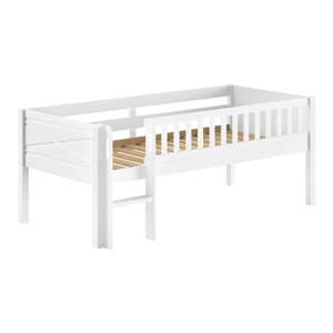 Biela vyvýšená detská posteľ z borovicového dreva s roštom 90x200 cm Scott – Vipack