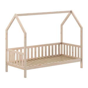 Domčeková detská posteľ z borovicového dreva s roštom 90x200 cm v prírodnej farbe Cabane – Vipack
