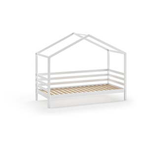 Biela domčeková detská posteľ z borovicového dreva s roštom 90x200 cm Dallas – Vipack