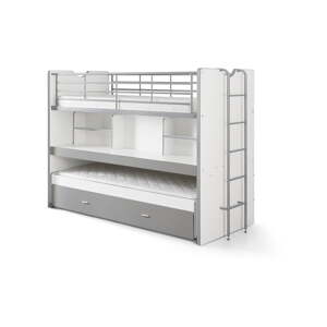 Biela/sivá poschodová/s výsuvným lôžkom detská posteľ s úložným priestorom s roštom 90x200 cm Bonny – Vipack