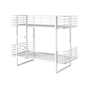 Biela kovová poschodová detská posteľ s roštom 90x200 cm Oscar – Vipack