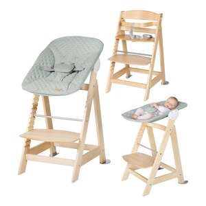 Svetlozelená/v prírodnej farbe detská jedálenská stolička Style Born Up 2in1 – Roba