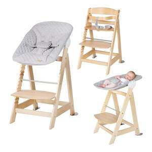 Svetlosivá/v prírodnej farbe detská jedálenská stolička Style Born Up 2in1 – Roba