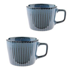 Modré kameninové hrnčeky v súprave 2 ks na cappuccino 190 ml Tone – Dakls