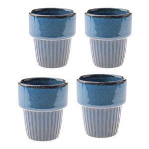 Modré kameninové šálky v súprave 4 ks na espresso 100 ml Tone – Dakls
