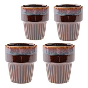 Hnedé kameninové šálky v súprave 4 ks na espresso 100 ml Tone – Dakls
