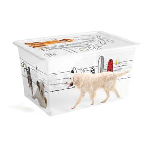 Biely plastový úložný box s vekom 55x39x31 cm C Box Style – KIS