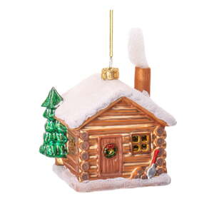 Sklenená ručne vyrobená vianočná ozdoba 10 cm Christmas Cabin – Sass & Belle