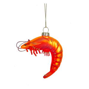 Sklenená ručne vyrobená vianočná ozdoba 8 cm King Prawn – Sass & Belle