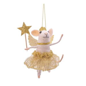 Textilná ručne vyrobená vianočná ozdoba 12 cm Fairy Mouse – Sass & Belle