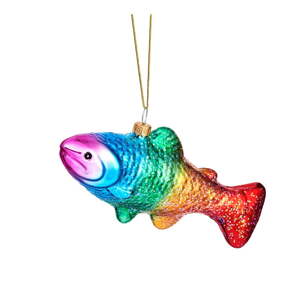 Sklenená ručne vyrobená vianočná ozdoba 7 cm Rainbow Trout – Sass & Belle