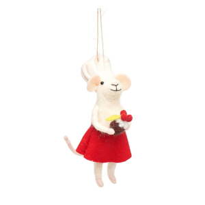 Vlnená ručne vyrobená vianočná ozdoba 14 cm Mary Baker Mouse – Sass & Belle