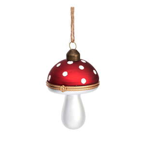 Sklenená ručne vyrobená vianočná ozdoba 9 cm Mushroom – Sass & Belle