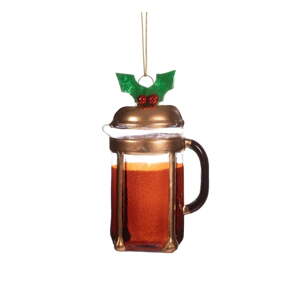 Sklenená ručne vyrobená vianočná ozdoba ø 5,5 cm Christmas Cafetiere – Sass & Belle