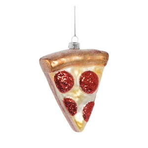 Sklenená ručne vyrobená vianočná ozdoba 10 cm Pizza Slice – Sass & Belle