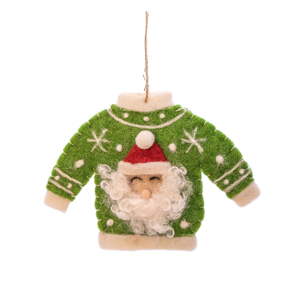 Textilná ručne vyrobená vianočná ozdoba 12 cm Santa Jumper – Sass & Belle