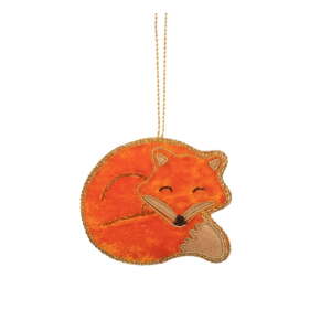 Textilná ručne vyrobená vianočná ozdoba 7 cm Sleeping Fox – Sass & Belle