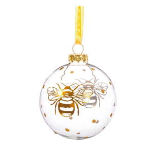 Sklenená ručne vyrobená vianočná guľa ø 8 cm Golden Bee – Sass & Belle