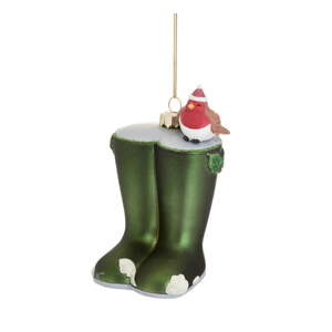 Sklenená ručne vyrobená vianočná ozdoba 12 cm Christmas Wellies – Sass & Belle