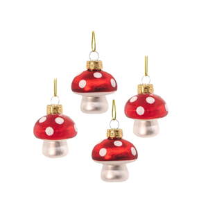 Sklenené ručne vyrobené vianočné ozdoby v súprave 4 ks ø 4,5 cm Mushroom – Sass & Belle